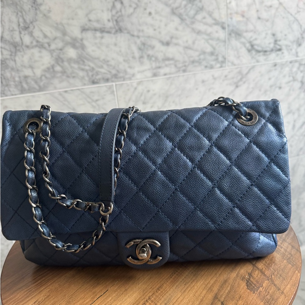 Chanel Medium Quilted Iridescent Caviar Flap Bag